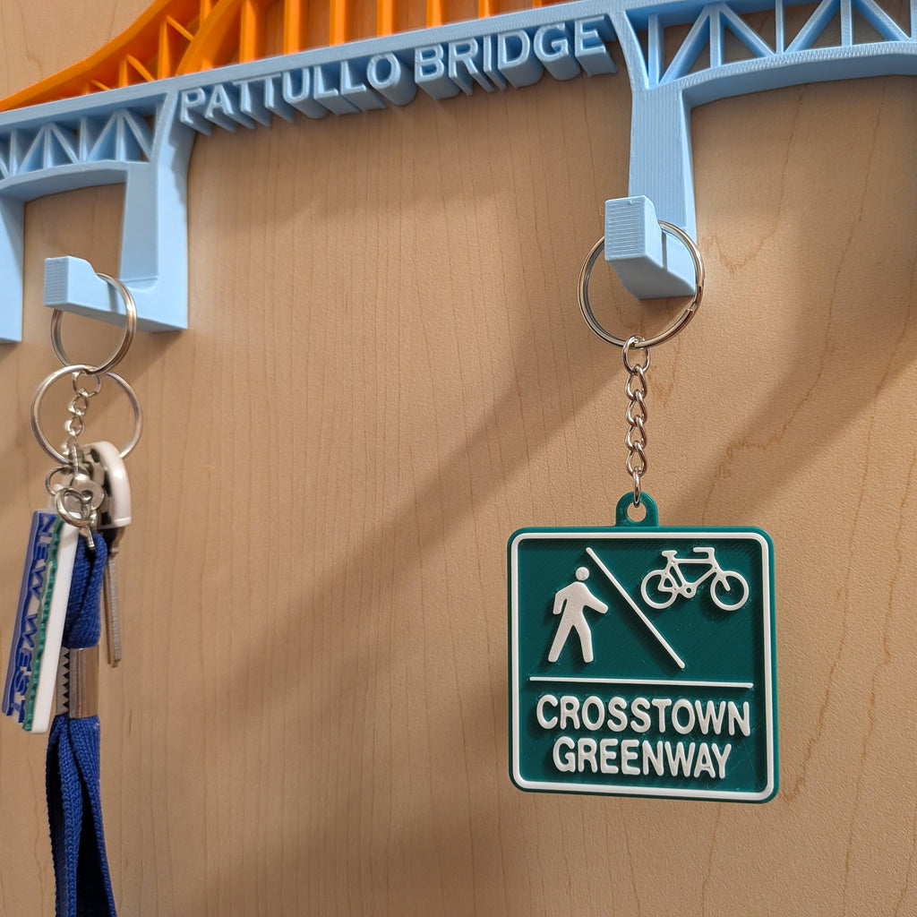 Crosstown Greenway Bike Route Keychain