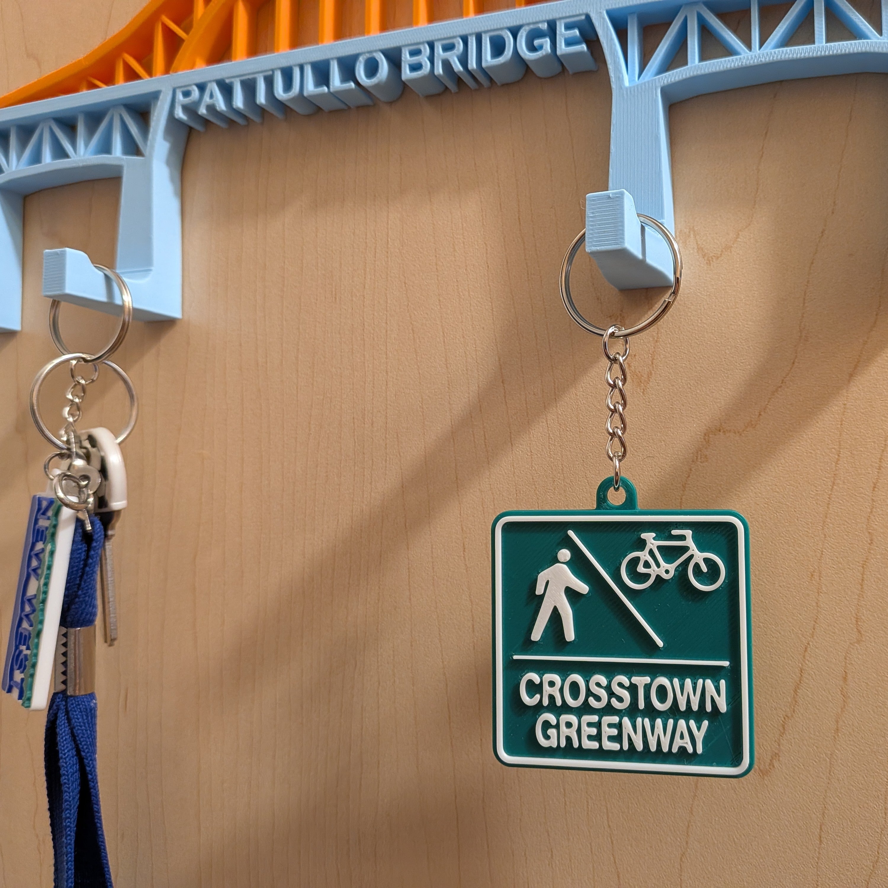 Crosstown Greenway Bike Route Keychain