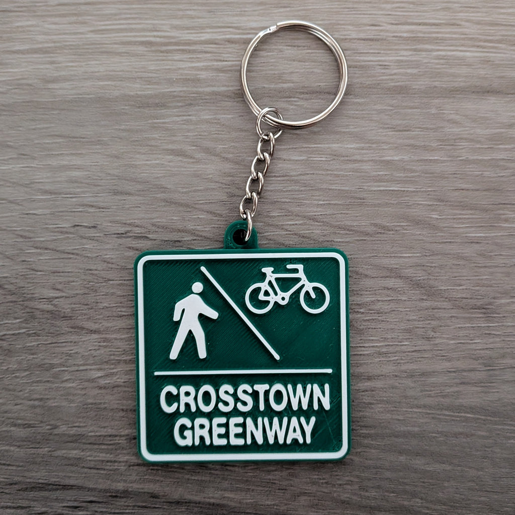 Crosstown Greenway Bike Route Keychain