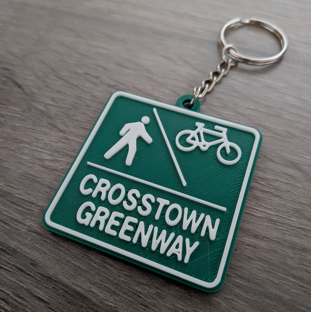 Crosstown Greenway Bike Route Keychain