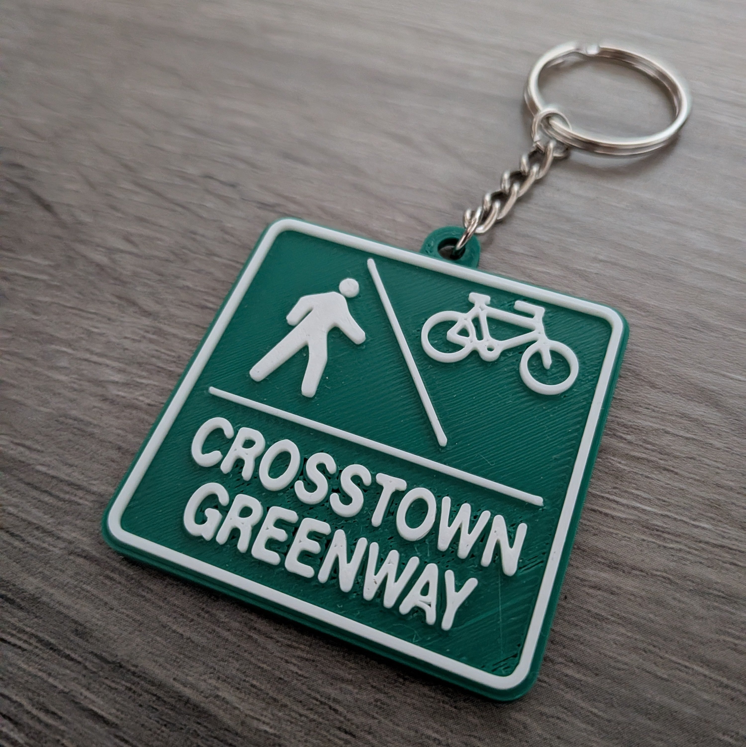 Crosstown Greenway Bike Route Keychain