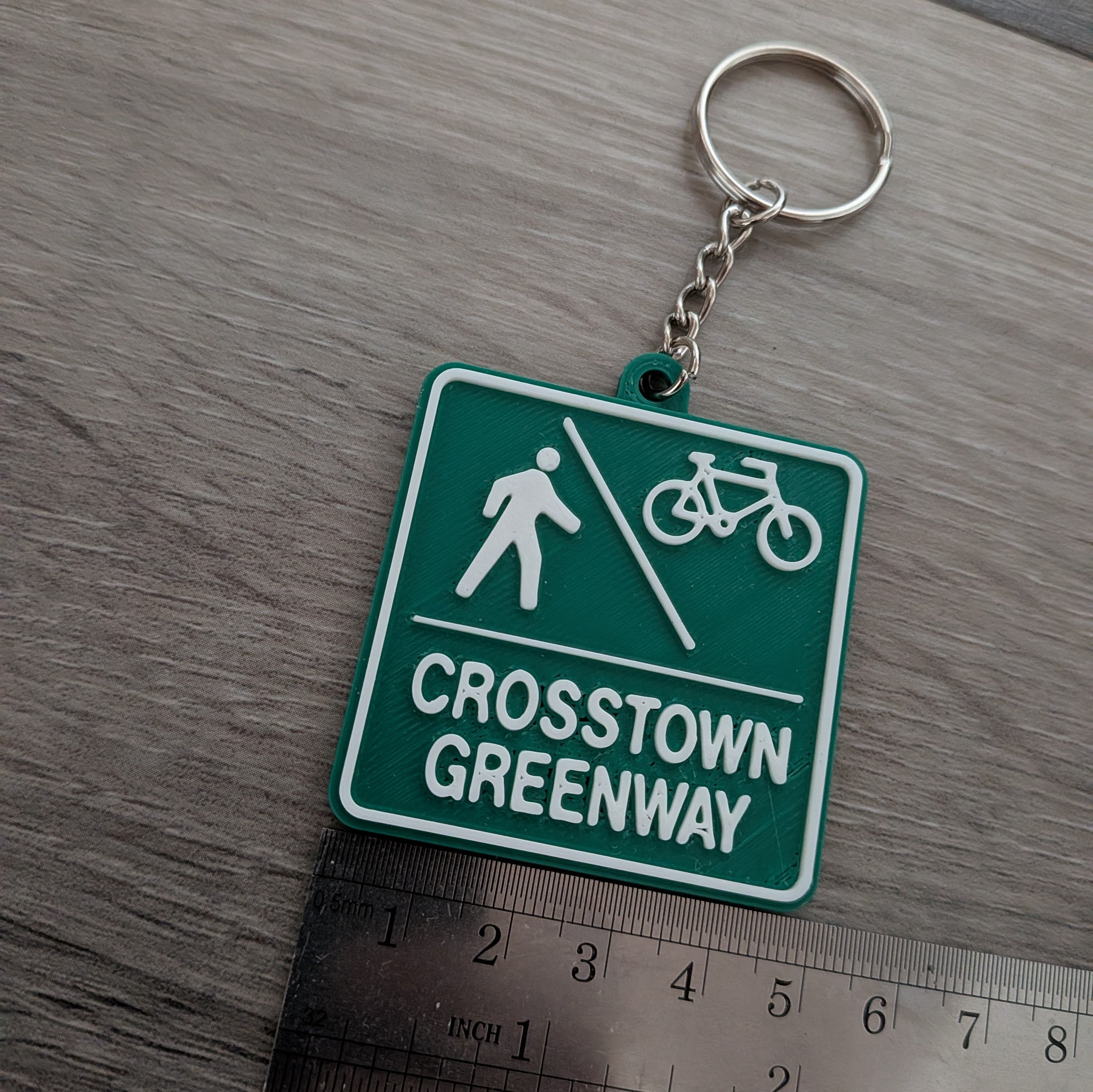 Crosstown Greenway Bike Route Keychain