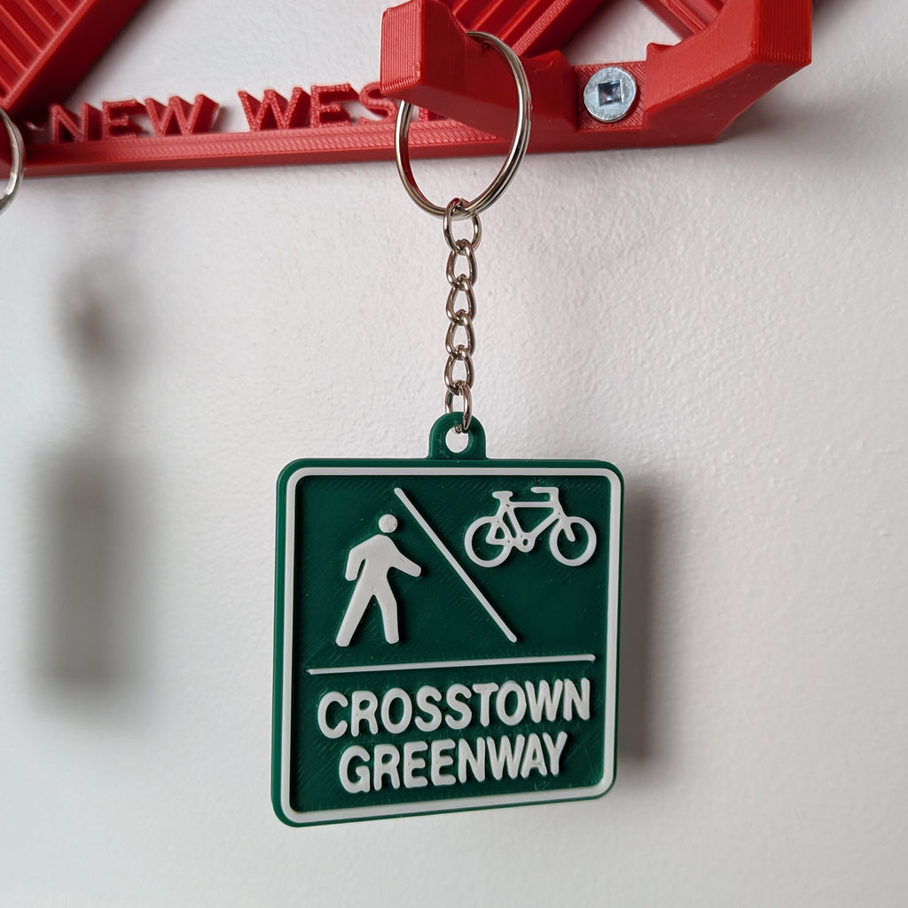 Crosstown Greenway Bike Route Keychain